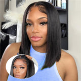 Ailwelia Wear and Go Glueless Wig Bob Wig Human Hair 200% Density 5x5 HD Lace Closure Wigs Human Hair Wigs For Black Women Glueless 5x5 Closure Wigs Human Hair Pre Plucked Bob 14 Inch