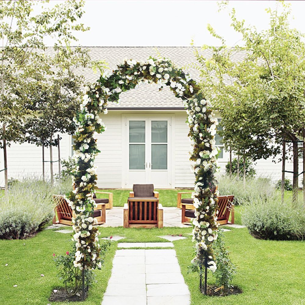 Garden Arch, Outdoor Flower Garden Arch Trellis, Sturdy Steel Arbor for Climbing Plants, Wedding Decoration, 7'8" H x 4'5" W, Dark Green