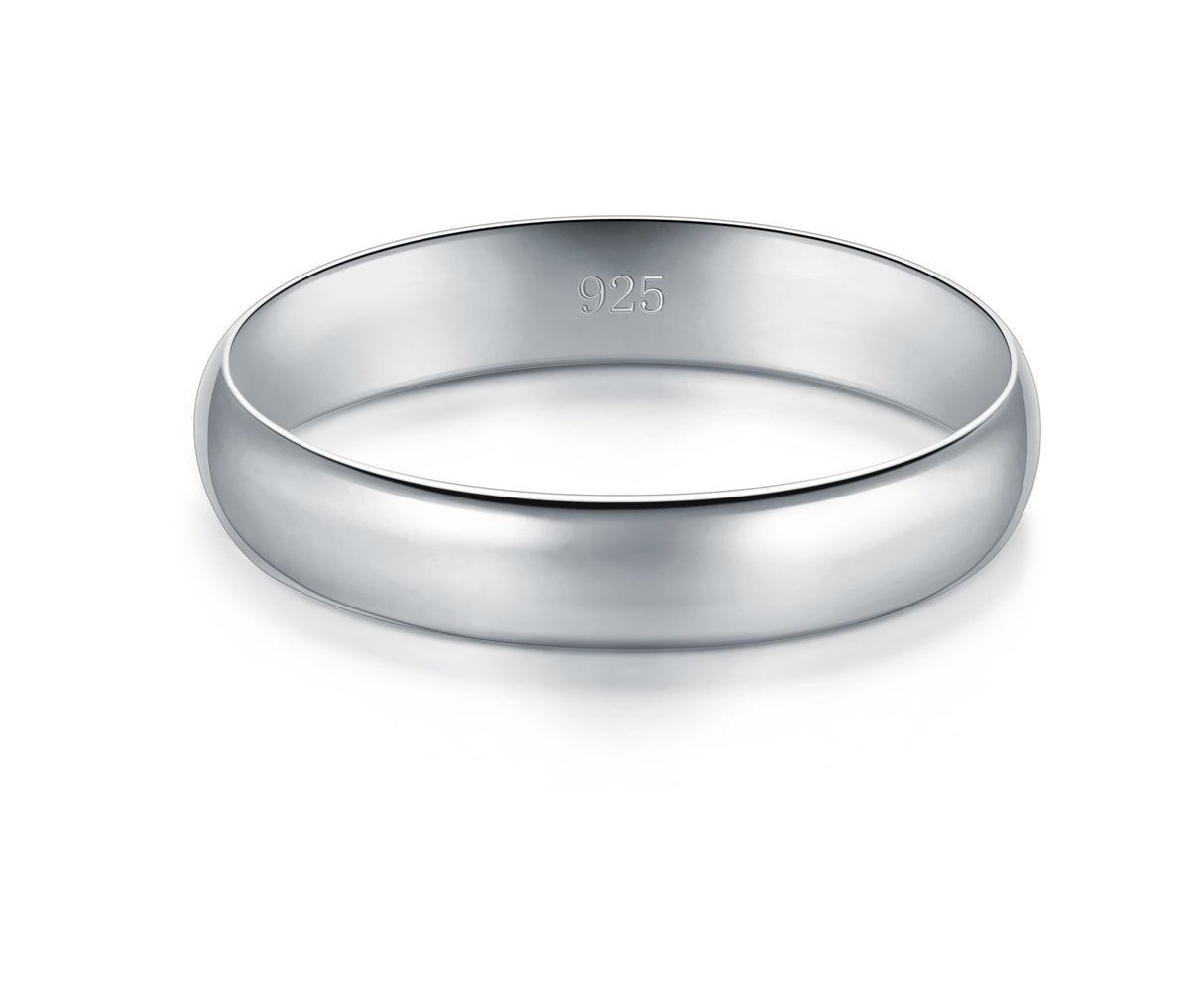 BORUO Wedding Band, Sterling Silver Stacking Ring, 4mm Size 7.5