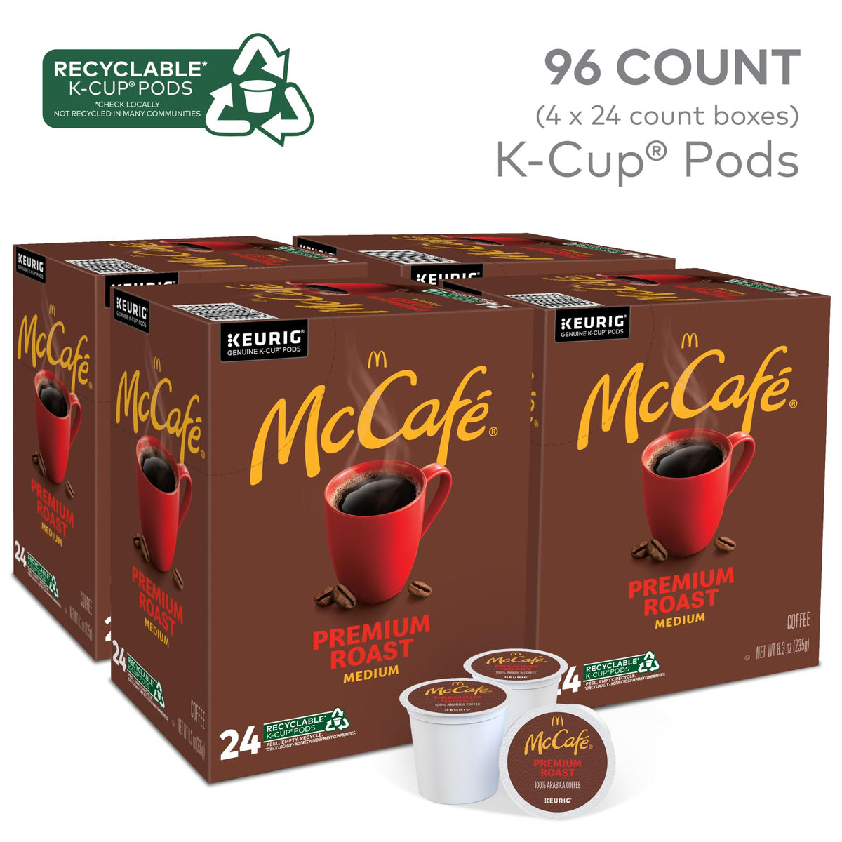 McCafe Premium Roast Medium Roast Coffee, K-Cup Pods, 96 Count
