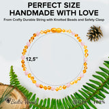 Baltic Amber Necklace (Unisex Honey Rose 12.5”) Certified Amber