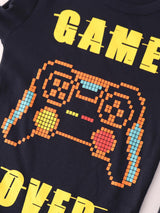 Vopawetty Boys 4-Piece Pajamas Cotton Christmas Halloween Pjs Set Kids Sleepwear (Navy/Grey Gamer, 8)