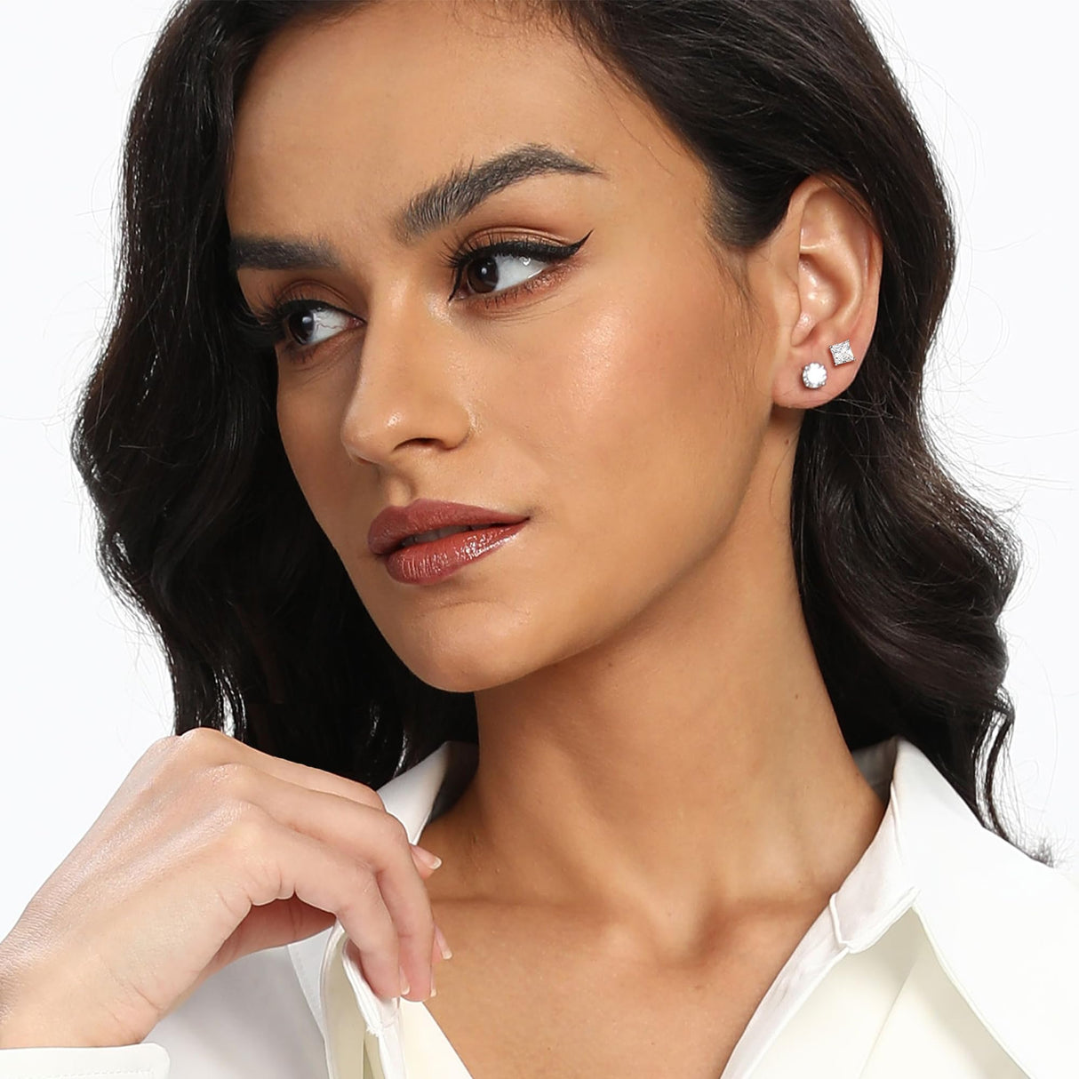 MDFUN Stud Earrings for Men Women 925 Sterling Silver Post Earring
