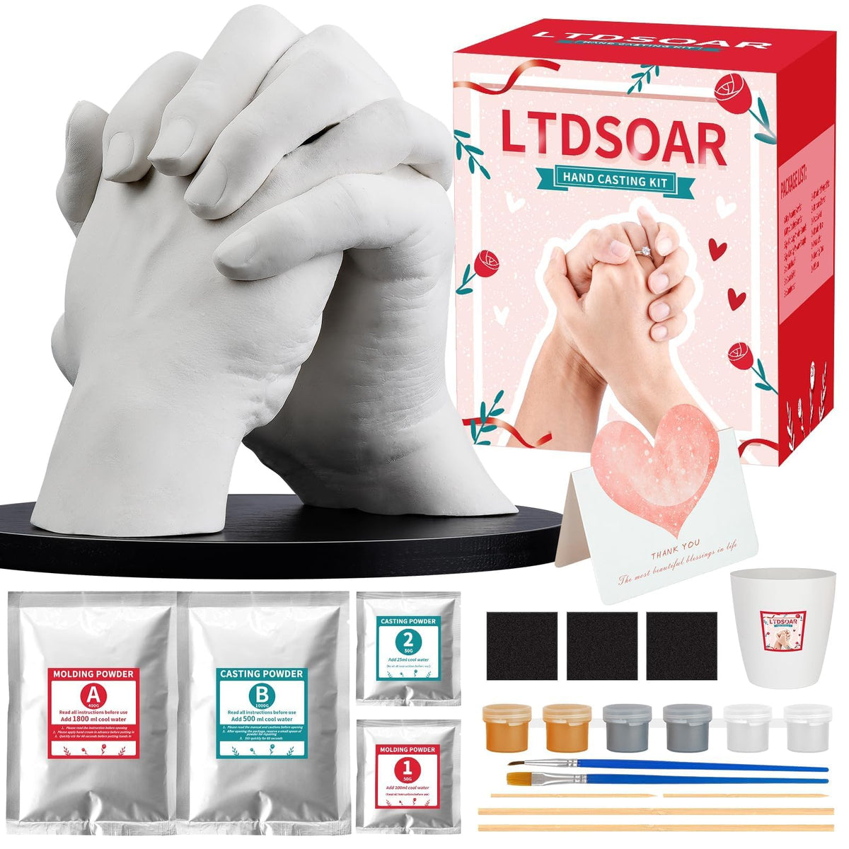 LTDSOAR Hand Casting Kit for Couples & Family with Practice Kit with Base