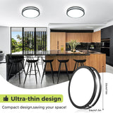 hepside 13inch Flush Mount Ceiling Light Fixture 2 Pack, Dimmable & 5 Color Temperatures Ceiling Light Black, 24W 3000K 3500K 4000K 5000K 6500K Adjustable Ceiling Lamps for Bathroom Bedroom Hallway