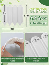 8.7'' H Connectable Garden Landscape Edging - 6.5ft Total Length No Need Digging Lawn Fence Border White Panels for Dividing Yard Flower Bed Areas