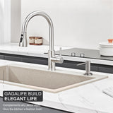 GAGALIFE Kitchen Sink Soap Dispenser - Sink Soap Dispenser Pump with 40" Silicone Extension Tube Kit (Brushed Nickel), Say Goodbye to Frequent Refills G026BN