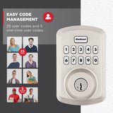 Kwikset Powerbolt 250 10-Button Keypad Satin Nickel Transitional Electronic Deadbolt Door Lock, Featuring Convenient Keyless Entry, Customizable User Codes, and Auto-Locking