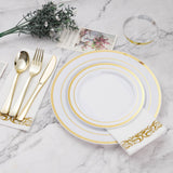 BESTVIP 700 PCS Gold Dinnerware Set for 100 Guests, Plastic Dinnerware Set for Party, Christmas, Halloween, Include: 200 Plastic Plates, 100 Gold Silverware, 100 Cups, 100 Paper Napkins