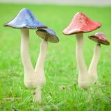 Mushroom Yard Decor - 2pcs Ceramic Mushroom Statue for Garden, Fairy Garden Stakes Ceramic Lawn Ornament Decor Plants Stake