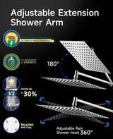 Shower Head High Pressure,10" Rain Shower Head With Handheld Spray Combo, Shower Heads with Hose and 11'' Angle Adjustable Extension Arm, Waterfall Showerhead, Dual Detachable Shower Head