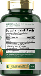 Carlyle Sea Buckthorn Oil Capsules 4400mg | 200 Softgels | Non-GMO, Gluten Free | Sea Buckthorn Berry Oil Supplement