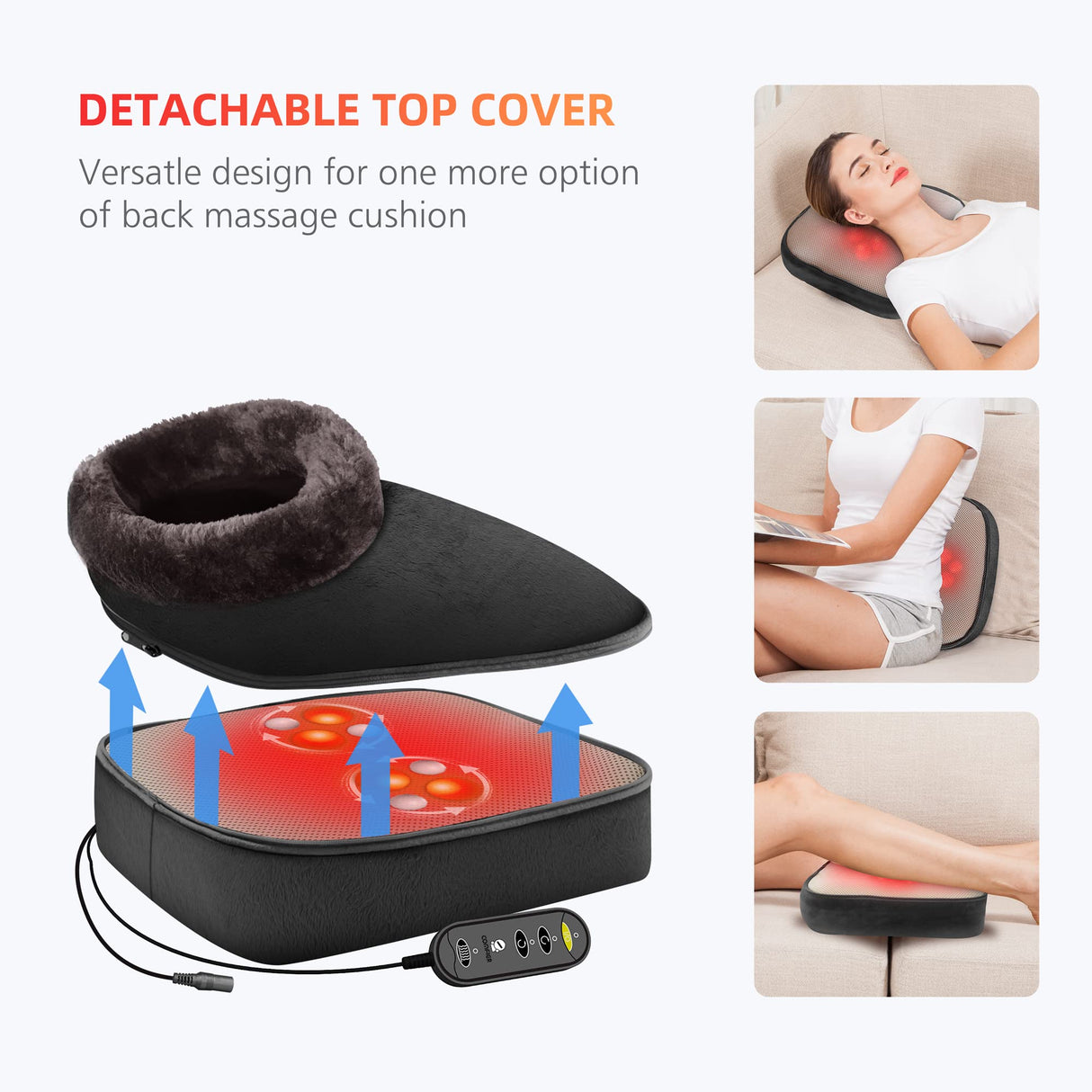 COMFIER Foot Warmer Massager,Gifts for Women,Men,Shiatsu Foot Massager with Heat, Electric Heating Pad for Back Feet,Back Massager for Pain Relief(Black)