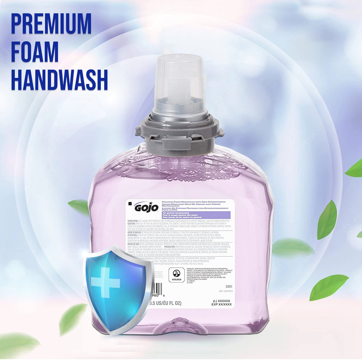 GOJO Premium Foam Handwash with Skin Conditioners, Cranberry Scent, EcoLogo Certified, 1200 mL Foam Hand Soap Refill TFX Touch-Free Dispenser (Pack of 2) – 5361-02