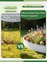 8.7'' H Connectable Garden Landscape Edging - 6.5ft Total Length No Need Digging Lawn Fence Border White Panels for Dividing Yard Flower Bed Areas