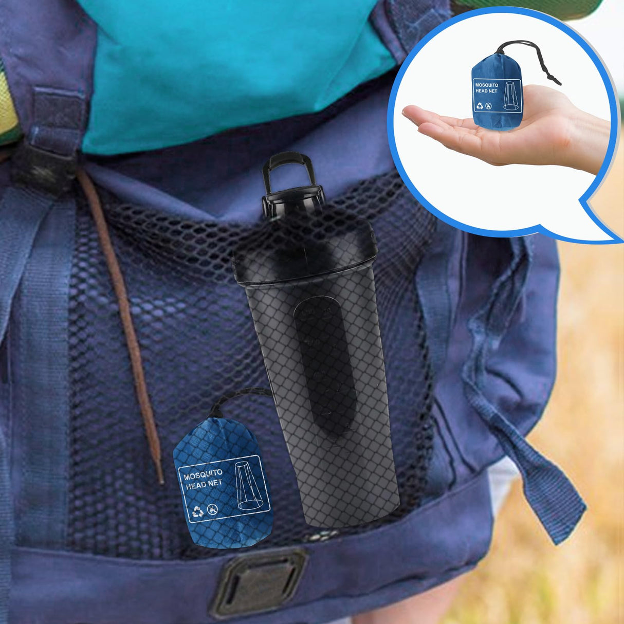 South to East Premium Mosquito Head Net for Insect, 4 Pack, Fly & Bug Protection | Ultra Large & Long, Extra Fine Holes for Camping, Hiking, Fishing, Gardening, Safari, Fits All Hats for Men & Women