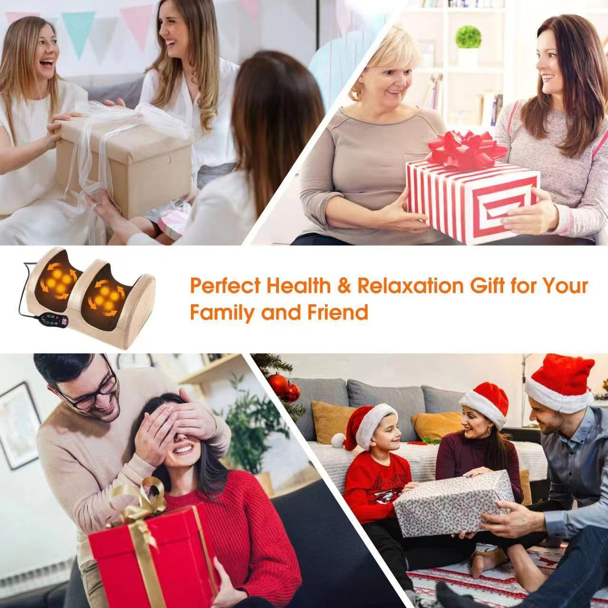 Foot and Calf Massager with Heat, Shiatsu Electric Kneading Foot Massager Machine for Plantar Fasciitis, Pain Relief, Promotes Blood Circulation, Wired Remote, Gifts for Women Men(Gold