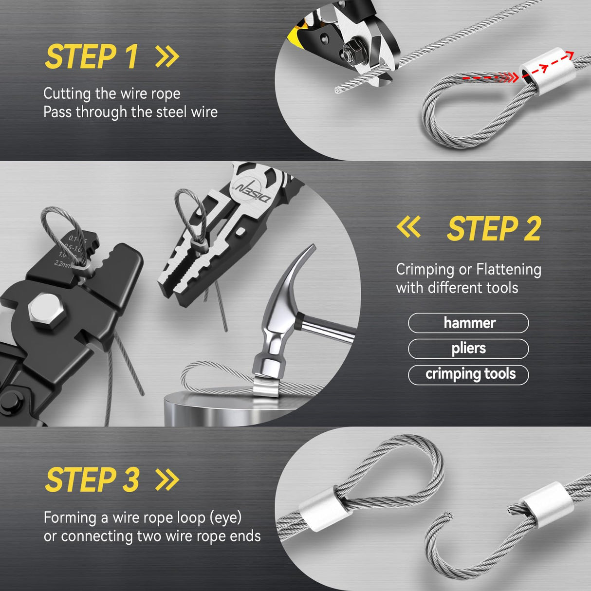 DISEN Wire Cutters Heavy Duty Cutting Up to 3/16", Metal Cable Cutters for Fence Thick Wire, Safety Lock, Spring Loaded, Non-slip Matte Handle, Chrome Vanadium Steel Jaw