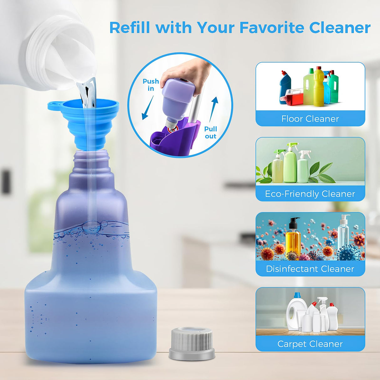 Ndoge Replacement Bottle for Swiffer® Wet Jet™ Mop, Refillable, 500 ML Leak-Proof HDPE Refillable Bottle, 17 FL OZ Solution Bottles, Empty Bottle No Cleaning Solution