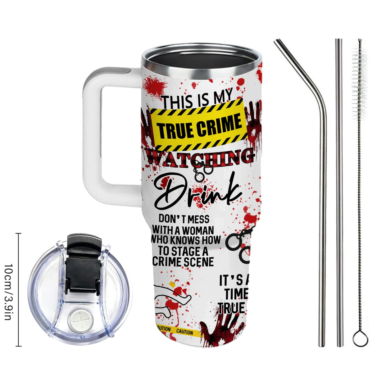 CGMIBAS True Crime Gifts for Women Men - 40oz Funny Crime Scene Tumbler, Stainless Steel Travel Mug for Horror Podcast Fans, Crime Junkie Merch, Christmas Birthday Detective Lover Gift