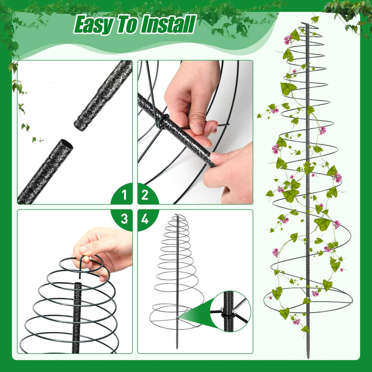 Trellis for Climbing Plants Outdoor, 73inch Tall Plants Trellis Support Metal Garden Trellis for Vegetables Flowers Plants Vine Support
