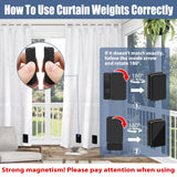 16pcs/52oz Outdoor Curtain Weights, Upgraded Heavier-Duty Waterproof Curtain Magnets Weights Outdoor, for Home Patio Drapery, Shower, Flags, Tablecloth to Stop Heavy Wind (Black, 8pairs)