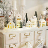 Christmas Decorations Indoor, 5 Lighted Ceramic Christmas Village Houses