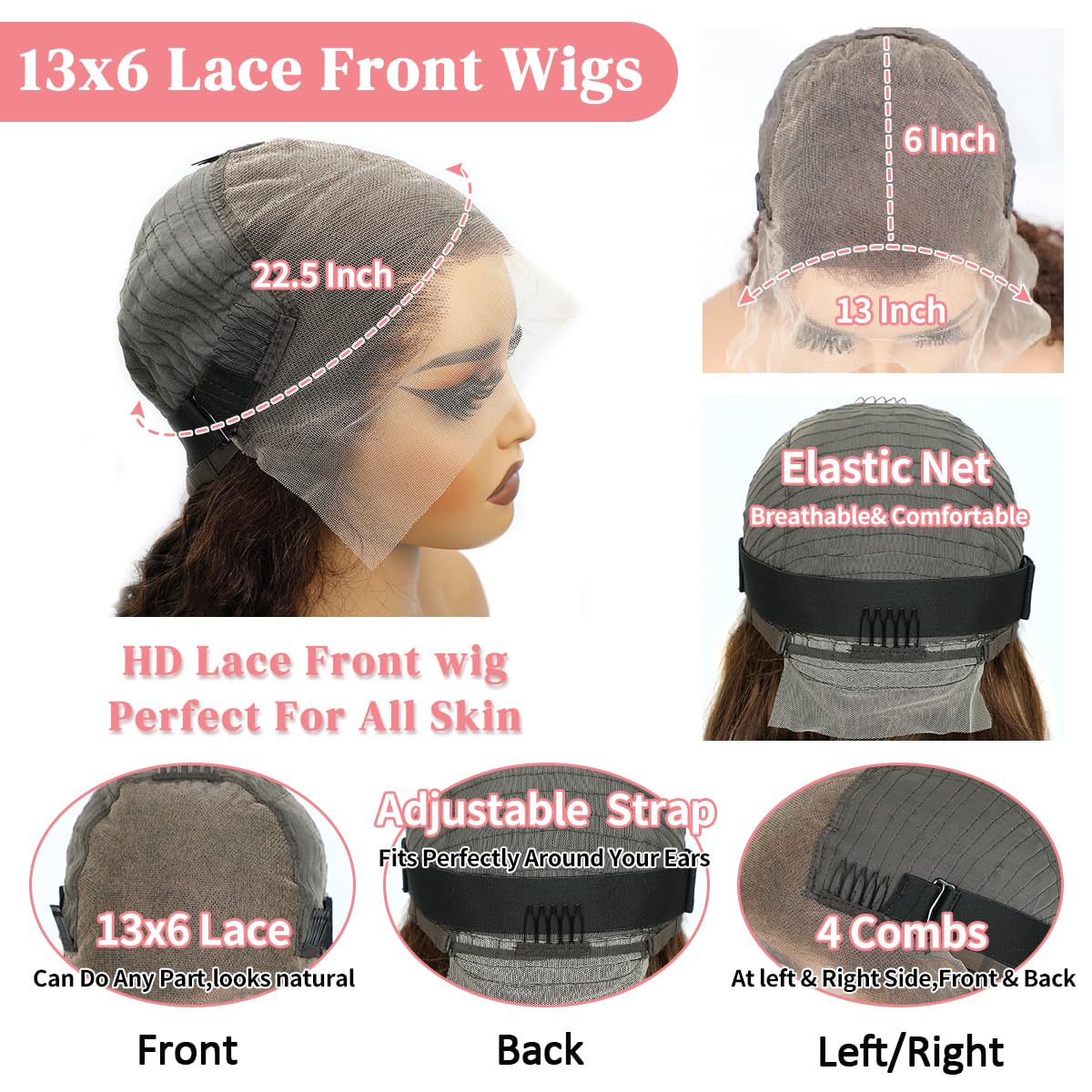 200 Density Chocolate Brown Lace Front Wig Human Hair 30 Inch 13x6 HD Deep Wave Lace Front Wigs Human Hair Colored Deep Curly Lace Frontal Wigs Glueless Wig for Woman Pre Plucked with Natural Hairline