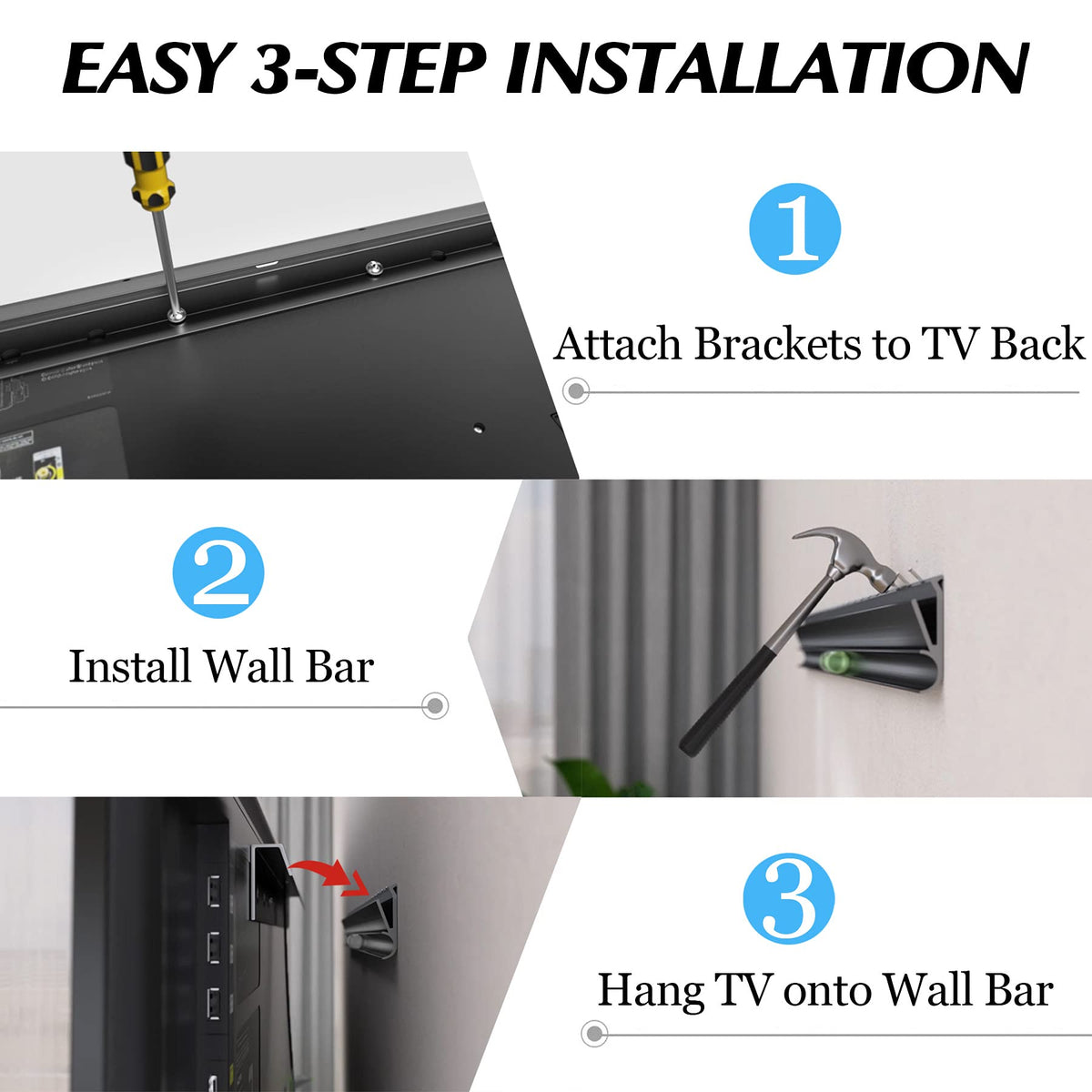 Auoace No Stud TV Wall Mount, Studless Drywall TV Hanger for 12-55 Inch TVs