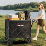 YACONA 360LBS Wagons Carts Foldable, 240L Lightweight Wagon with All Terrain Wheels, Collapsible Wagon Cart for Grocery, Camping, Beach, Garden & Sports