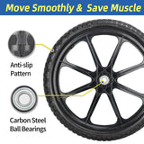 GICOOL 20" Flat Free Tire and Wheel, with 3/4" & 5/8" Bearing, 2.45" Centered Hub, Replacement Wheel For Rubbermaid Wheelbarrow, Garden Yard Cart, 2 Pcs