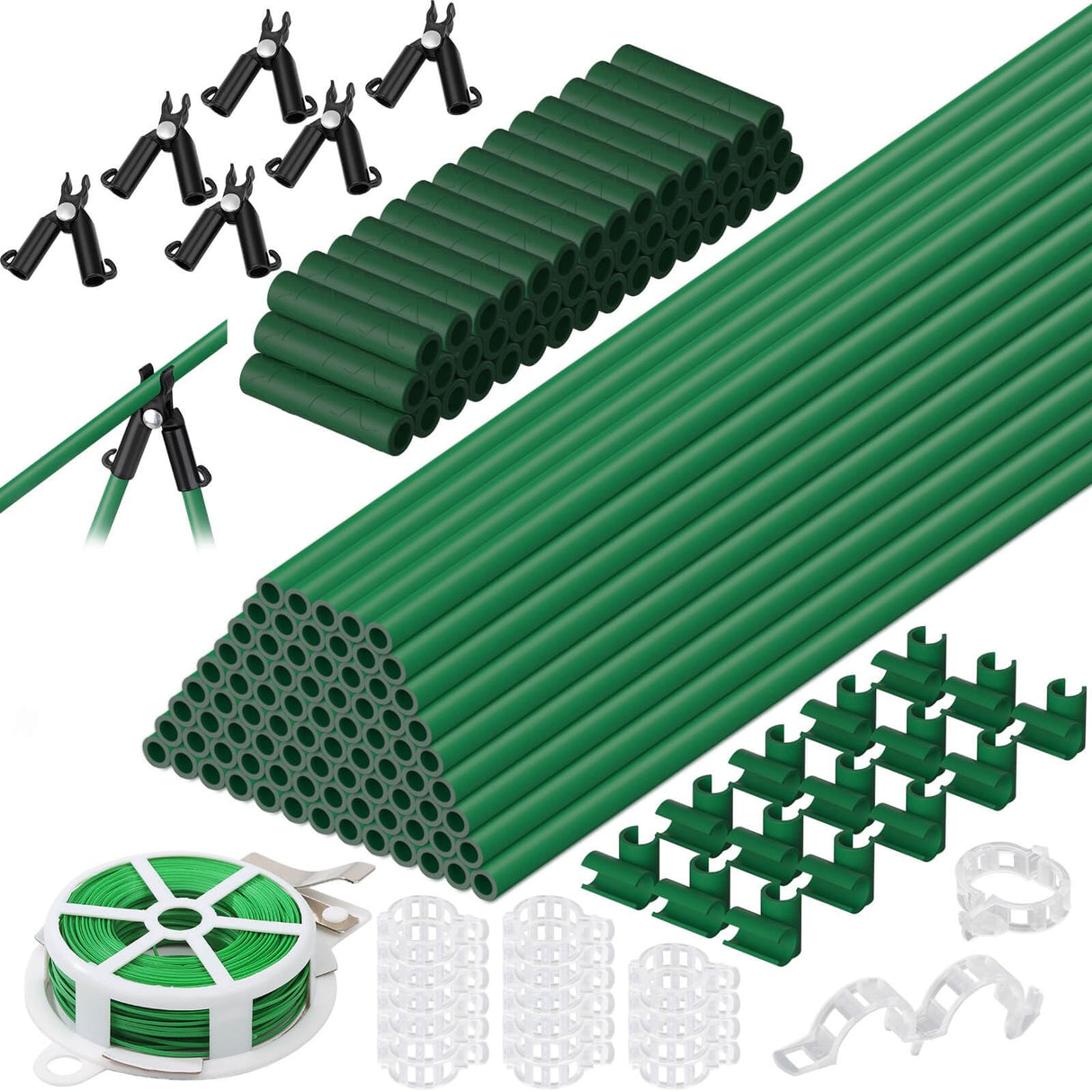 Tetutor 188pcs Garden Stakes,80 Pack Thicken Fiberglass Tomato Stakes