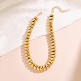 WOWORAMA Chunky Gold Beaded Necklace for Women Large 18MM Flat Abacus Bead Necklaces Metallic CCB Statement Necklace Trendy Chunky Choker Fashion Jewelry