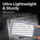 MagniPros 6X Rechargeable Magnifying Glass for Reading with 3 Color Light Modes & Anti-Glare Lens - Relieve Eye Strain | Perfect for Low Vision Seniors, Inspection, Crafts & Fine Print