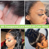 30 Inch Body Wave Lace Front Wigs Human Hair 13x6 HD Transparent Lace Front Wigs Human Hair Pre Plucked 180% Density Brazilian Virgin Hair Glueless Frontal Wigs Human Hair for Women Natural Black
