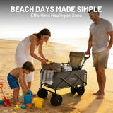 Litheli Electric Collapsible Wagon Cart with Brakes, 100L Grocery Cart with Wheels,Easy to Carry Folding Wagon for Camping, Gardening, Shopping