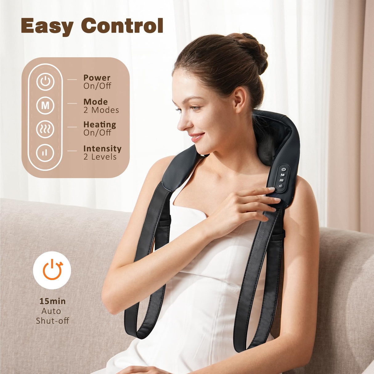 KNQZE Neck Massager with Heat, Deep Tissue 4D Expert Kneading Massager, Shiatsu Neck and Shoulder Massage Pillow for Trapezius, Back and Leg Pain Relief, FSA/HSA Eligible, Gifts for Mom Dad