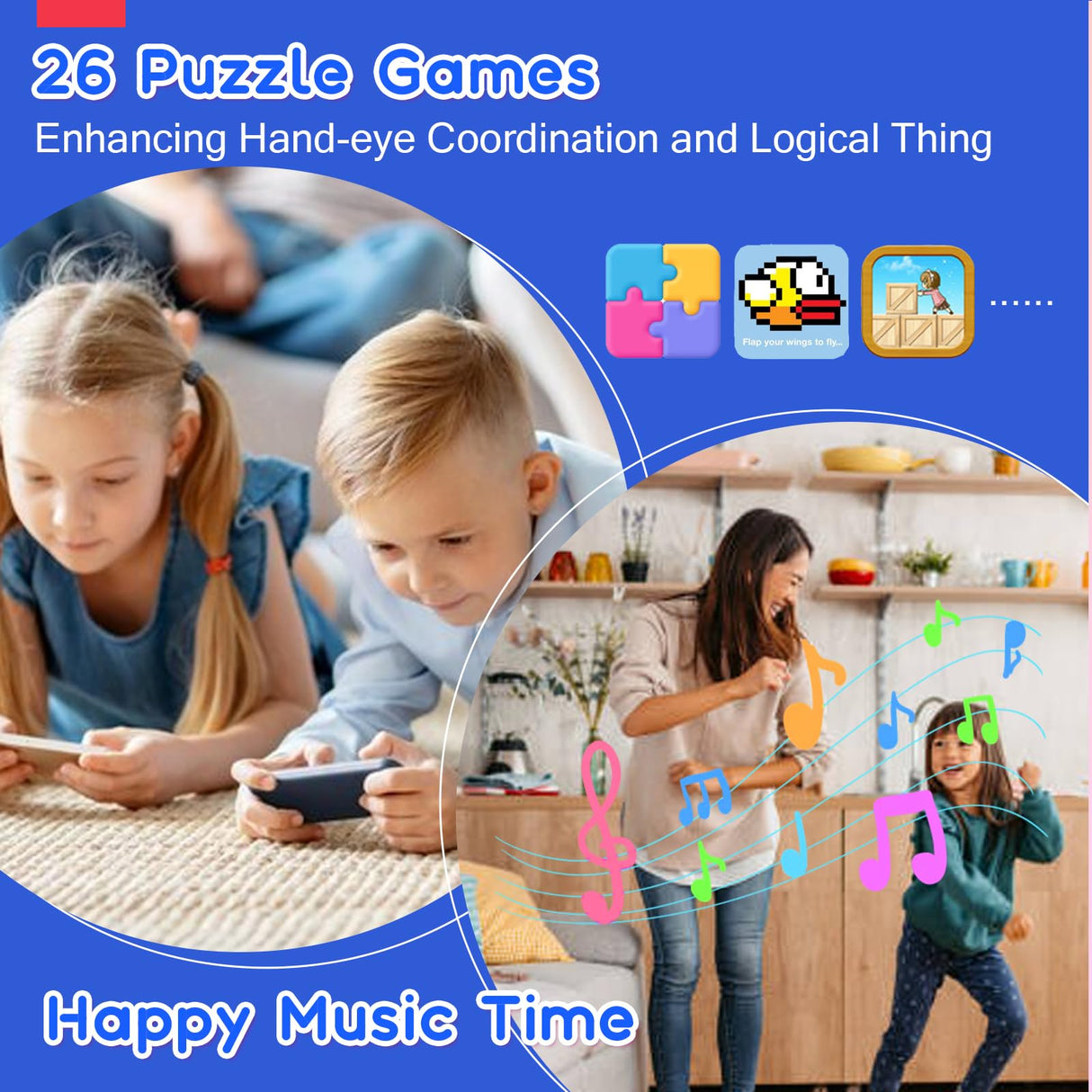 Gocina Kids Smart Phone， Toddler Christmas Birthday Gift for Age 3-10, Touchscreen Kids Cell Phone Toy with Cameras, Learning, Music, Games and 32 GB Card