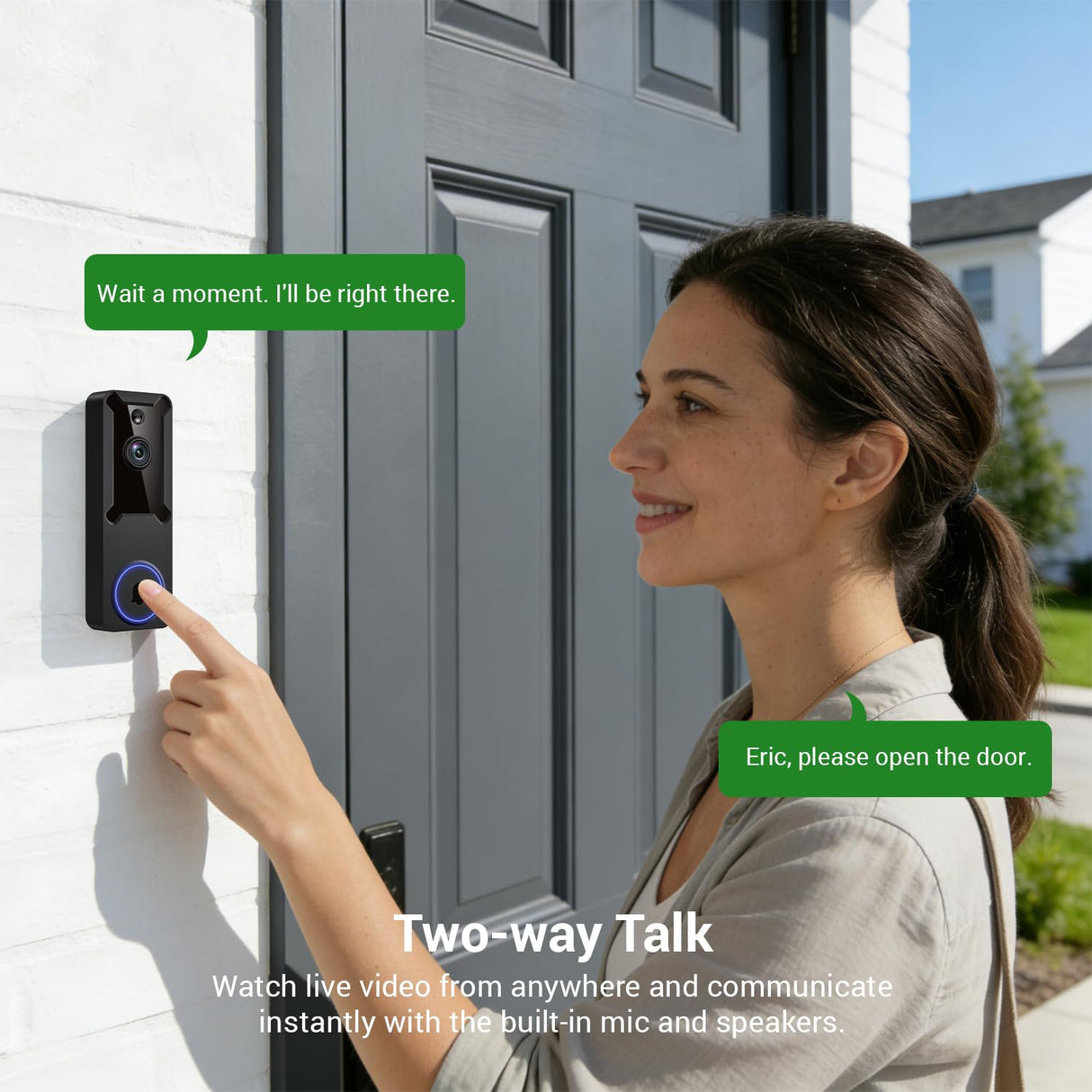 SiloPosh 1080P Wireless Wi-Fi Video Doorbell Camera, Dome Home Security, Night Vision, Two-Way Audio, Cloud Storage, Smart AI Motion Detection, Live View, Battery Powered, Indoor Outdoor Surveillance