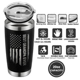 KATLADIZ Grandpa Gifts - Grandpa Birthday Gifts from Grandchildren - Fathers Day Gift, Birthday Christmas for Grandfather - Grandfather Gift Ideas from Granddaughter, Grandson - 20 Oz Black Tumbler