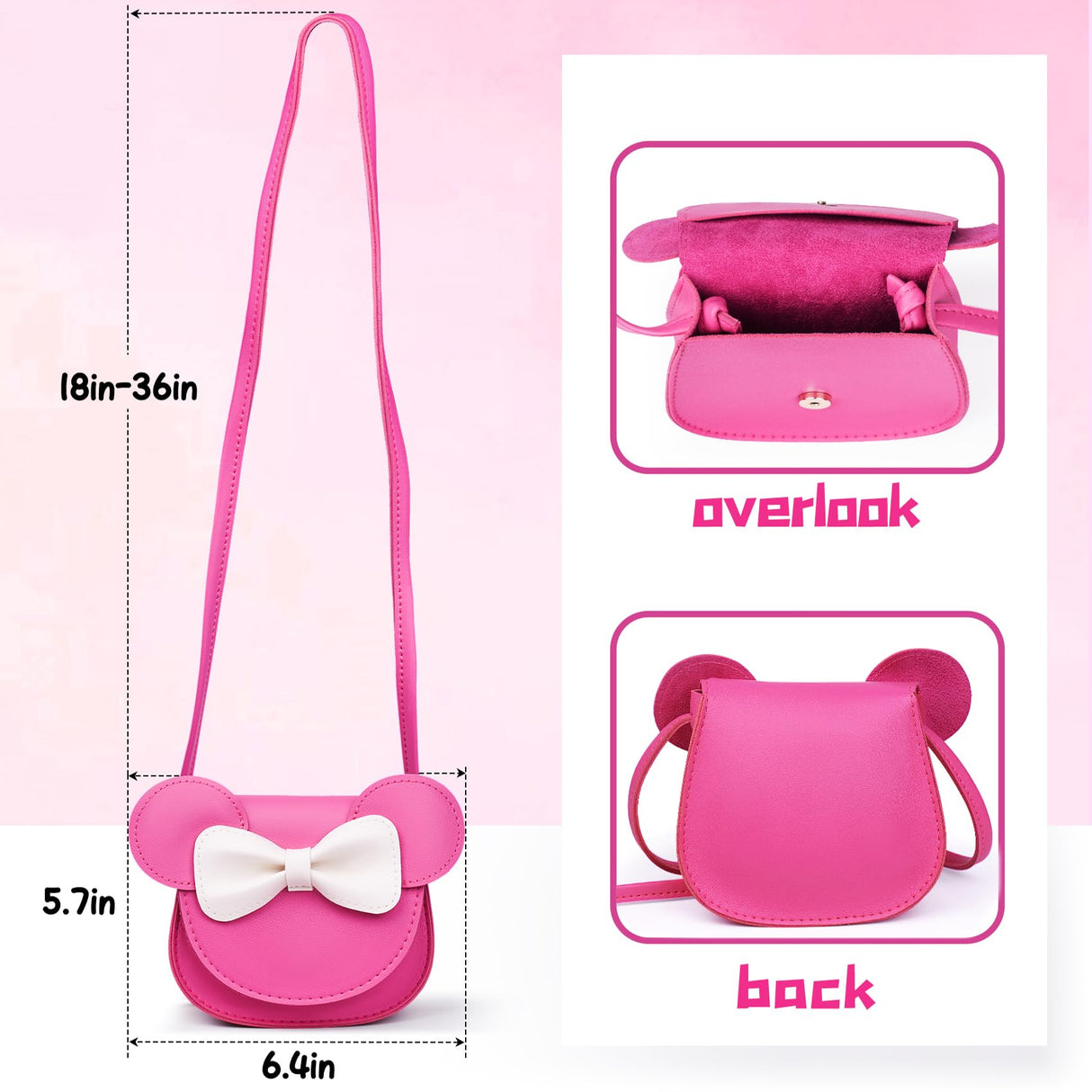 Pretend Play Toddler Girl Purse with Makeup Toys Set, Little Girls Purse Toys for 3 4 5 6 7 Year Old Girl Gifts, Kids Purse for Christmas, Birthday Gifts for Ages 3-5 4-5 6-8 Rose Red