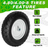 4.80/4.00-8 Tire and Wheel, 16" Flat Free Solid Wheelbarrow Tire with 5/8"&3/4" Bearings 3" Hub, 14"-16" Universal Fit Wheelbarrow Tires for Hand Truck/Garden Trailer/Trolley/Wagons