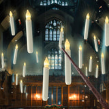 Homemory Hanging Floating Candles with Wand Remote and String, 12 Pcs Flying Flameless LED Taper Candles Warm White Light, Battery Operated Window Candles with Wand for Halloween Christmas Party