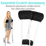 Vive Sheepskin Crutch Pads & Hand Grips - Comfortable, Breathable, Machine Washable Padding for Adults - Premium Accessory Covers for Crutches, Armpits - Latex-Free & Non-Toxic
