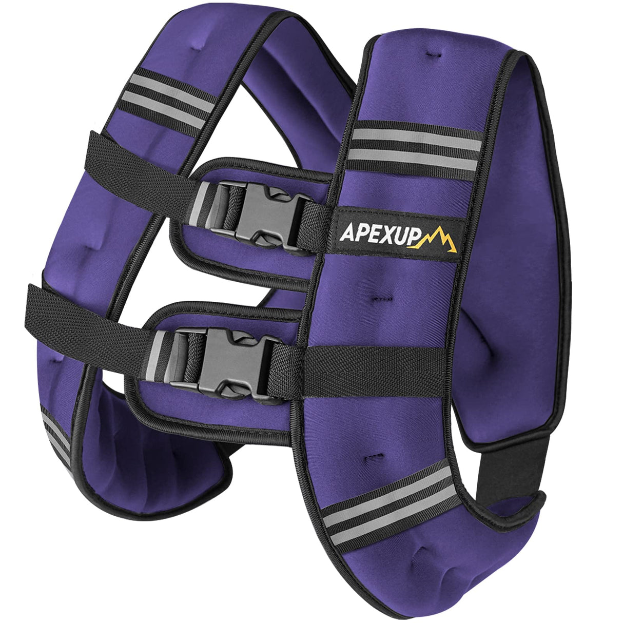 APEXUP Weighted Vest with 5lbs/10lbs/15lbs/20lbs/25lbs/30lbs Weights and Reflective Stripe, Weight Vest Men Women for Workout, Strength Training, Running (Purple, 20lbs)