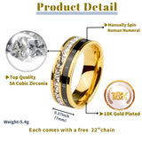 Ropartman 18K Gold Plated Roman Numeral Cubic Zirconia Ring for Men, Square CZ Gold Rings for Men, Spinner Silver Mens Rings Stainless Steel Size 5-13 (Gold Zirconia Ring, 8)