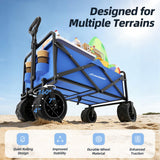 EchoSmile Wagons Carts Foldable Heavy Duty 350L Capacity for Camping, Blue