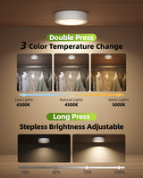 EZVALO LED Puck Lights, Rechargeable Stick On Tap Lights, Wireless Closet Light, 3 Color Temps, Under Cabinet Lights, 2.95'' Mini Touch Light, Ideal for Kitchen,Closet,Pantry,Shelves,Camper(6 Pack)