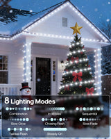 Solar Rope Lights, 66FT 200LED 1800mAh Outdoor IP67 String Lights (White)
