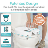 Vive Toilet Seat Riser for Seniors - Universal Fit - Raised Toilet Seat Cushion with High-Density Foam for Elongated & Standard - Firm Handle, Cushioned & Padded - Elevated Medical Handicap Lifter